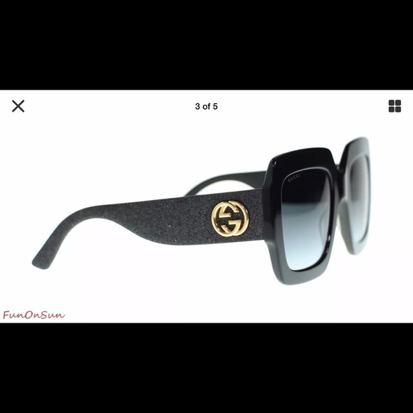 Gucci GG0102 Black Womens Oversized Sunglasses - Picture 3 of 5